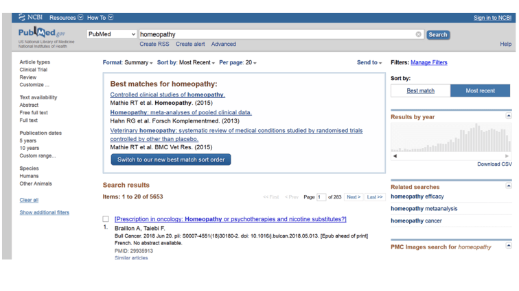 copie d'écran du site PubMed